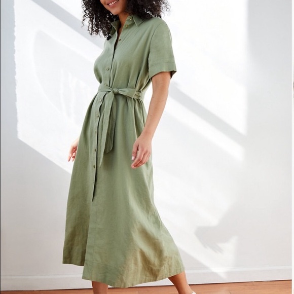Wilfred | Dresses | Aritzia Wilfred Eleta Dress Linen Midi Dress Sage Frost  Green Small | Poshmark